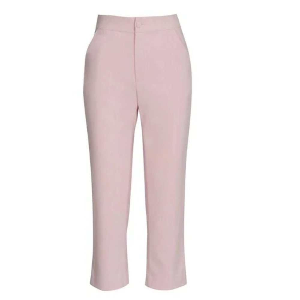 NWT WOMEN'S HOTTIE + LORD PINK CREPE RELAXED FIT STRETCH CROPPED TROUSER PANTS